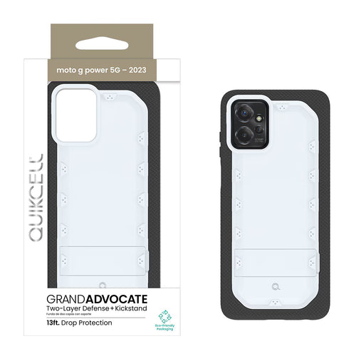 Quikcell Moto G Power 5G (2023) GRAND ADVOCATE Dual-layer Kickstand Case Pure White