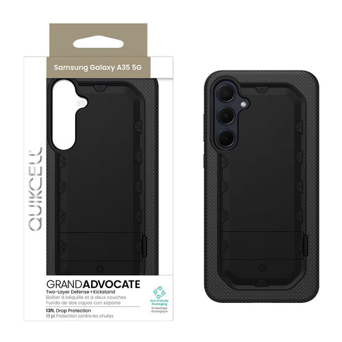 Quikcell Samsung Galaxy A35 5G GRAND ADVOCATE Dual-layer Kickstand Case Armor Black
