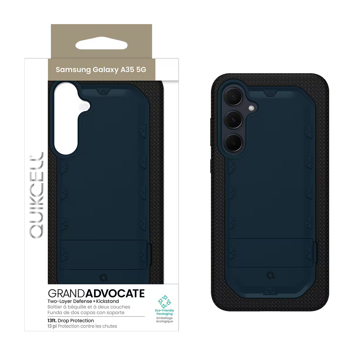 Quikcell Samsung Galaxy A35 5G GRAND ADVOCATE Dual-layer Kickstand Case Navy Blue