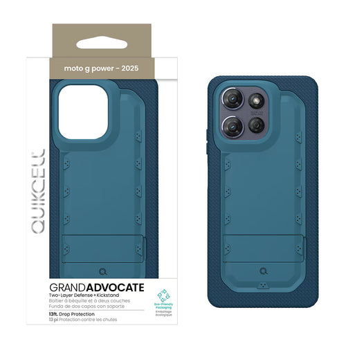 Quikcell Moto G power - 2025 GRAND ADVOCATE Dual-layer Kickstand Case Caspian Blue