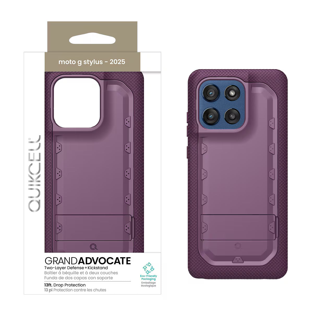 Quikcell Moto G Stylus - 2025 GRAND ADVOCATE Dual-layer Kickstand Case Royal Purple