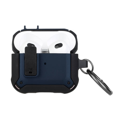 AirPods 1/2 Switch Closure Premium Ultra ShockProof Hybrid With Metal Hook Case Cover - Black+Blue