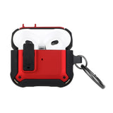 AirPods 1/2 Switch Closure Premium Ultra ShockProof Hybrid With Metal Hook Case Cover - Black+Red