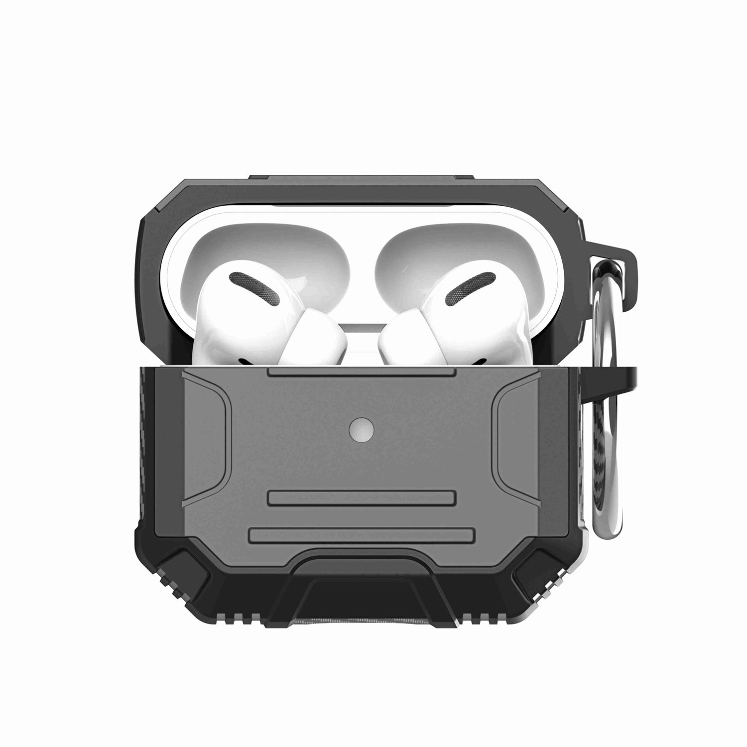 AirPods Pro2 (2022 2nd Version) Rugged ShockProof Hybrid With Metal Hook Case Cover - Black