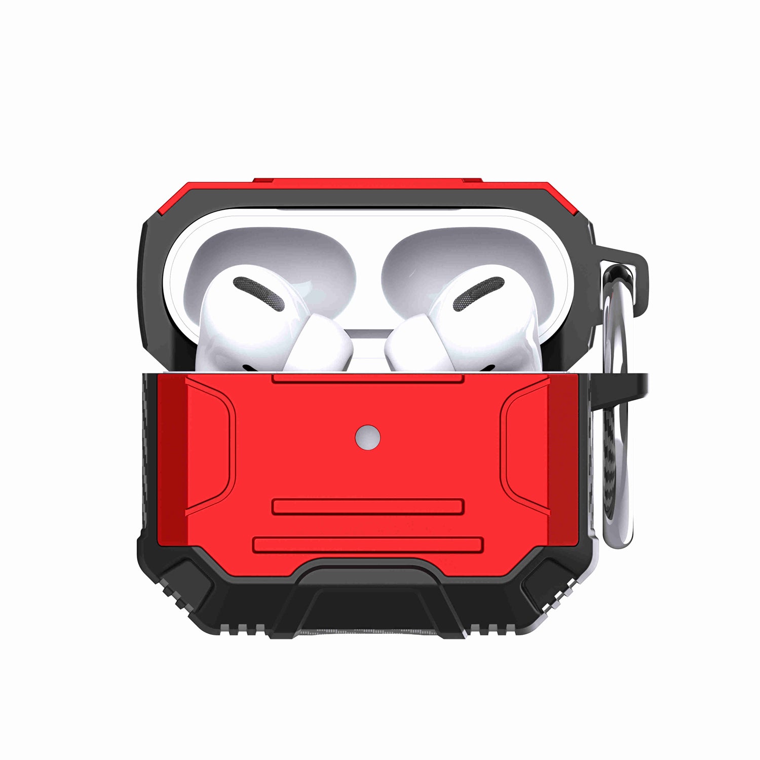 AirPods 3 Rugged ShockProof Hybrid With Metal Hook Case Cover - Red