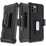 iPhone 15 CARD Holster with Kickstand Clip Hybrid Case Cover - Black