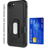iPhone SE 3 (2022) SE/8/7 CARD Holster with Kickstand Clip Hybrid Case Cover - Black