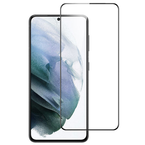 Samsung Galaxy S21/S30 6.3inch Bulk White Paper Card Package Black edged Tempered Glass (Black)