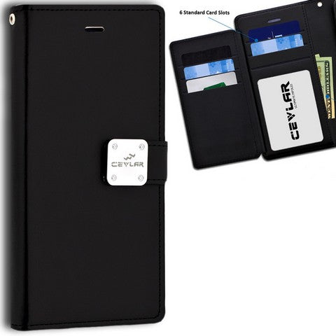 Iphone 16 Pro 6.3 luxurious synthetic PU leather 6 Card Slots Infolio, Black