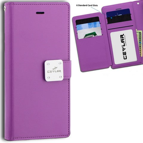Iphone 16 Pro 6.3 luxurious synthetic PU leather 6 Card Slots Infolio, Violet