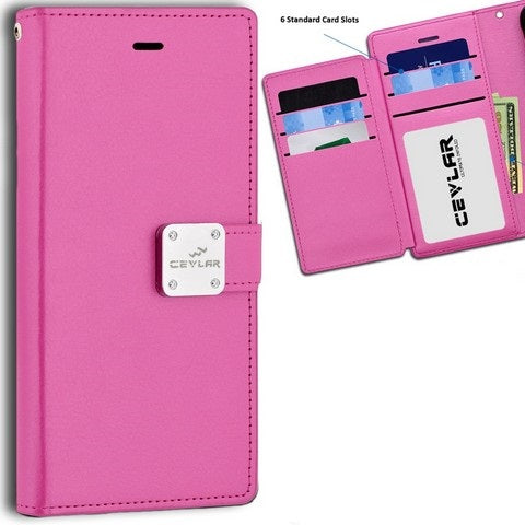 Samsung S21 Plus 6'8 luxurious synthetic PU leather 6 Card Slots Infolio, Pink
