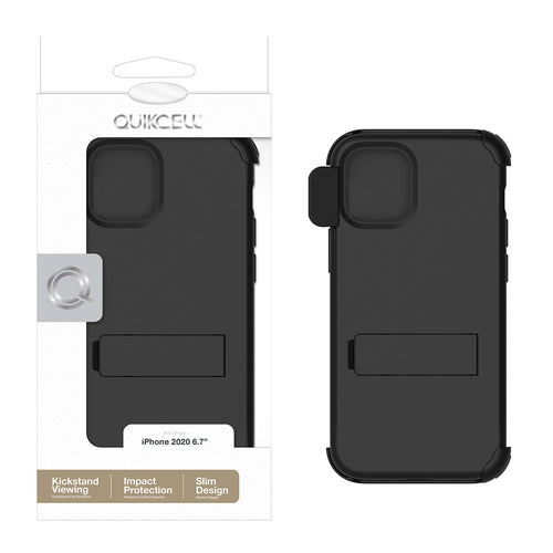 Quikcell Apple iPhone 12 Pro Max ADVOCATE + HOLSTER Kickstand Case Ebony Black