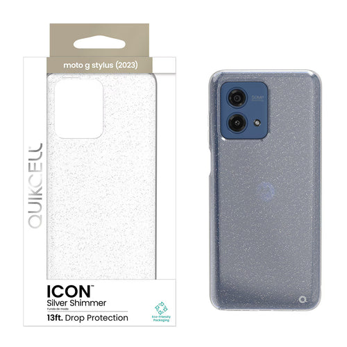 Quikcell Moto G Stylus (2023) ICON Fashion Case Silver Shimmer