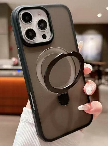 iPhone 17 Pro 2025 Translucent Magnetic Ring Stand Case Black
