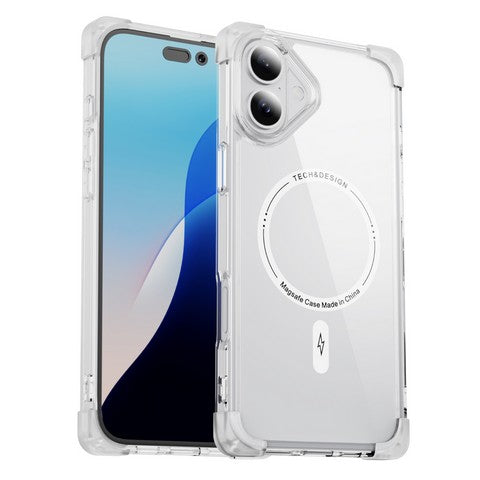 Iphone 16 Plus 6.7 Corner Bumper Case w/Magnetic Ring Clear