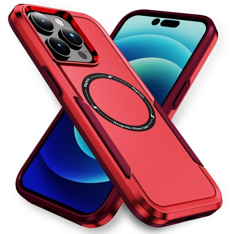 Iphone 16 Pro Max 6.9 Hybrid Dual Layer Case w/Magnetic Ring Red