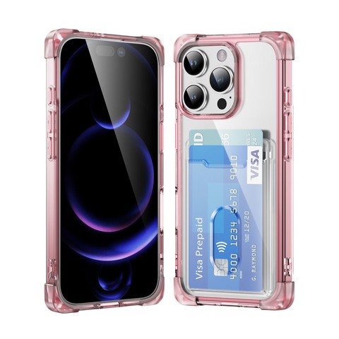 Iphone 16 Pro Max 6.9 Corner Bumper Case w/Card Slot Pink