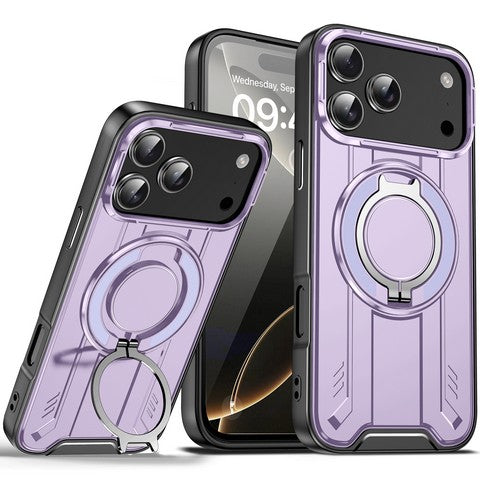 iPhone 17 Pro Max Large Rotate Magnetic Ring Stand case Purple