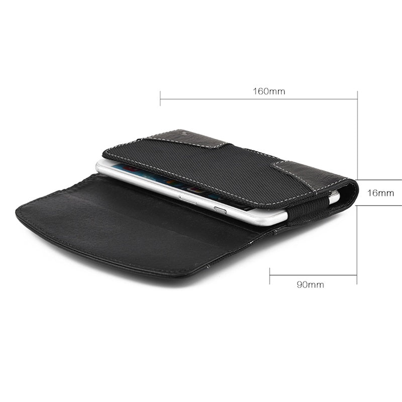 LUXMO Large Horizontal Universal Suede Leather Pouch - Black
