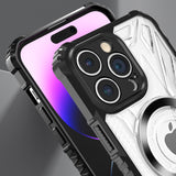 amsung S23 Ultra (Magnetic Circle) CD Pattern Transparent Rugged Hybrid - Black