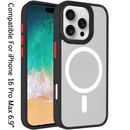 iPhone 16 Pro Max 6.9 inch Core [Magnetic Circle] Core [Magnetic Circle] Colorful Buttons Thick 2mm Hybrid - Black