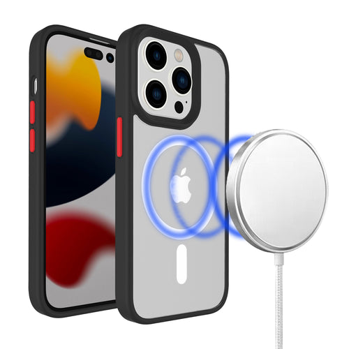 iPhone 13/14 Core [Magnetic Circle] Colorful Buttons Thick 2mm Hybrid - Black