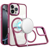 iPhone 16 Pro Max 6.9 inch Greatest Clear Acrylic Thick Metal Button Hybrid - Burgundy