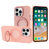 iPhone 12 & iPhone 12 Pro Hoop Kickstand [Magnetic Circle] HD Transparent Chrome Hybrid - Pink