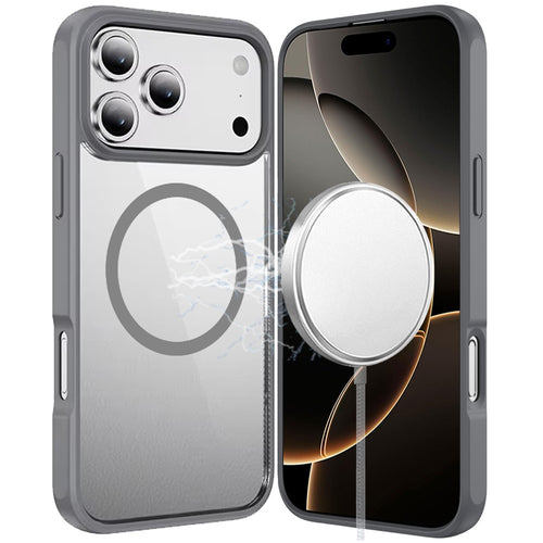 iPhone 17 Pro Max Magnetic Ring HQ Transparent Thick 2.0mm Hybrid Case - Gray
