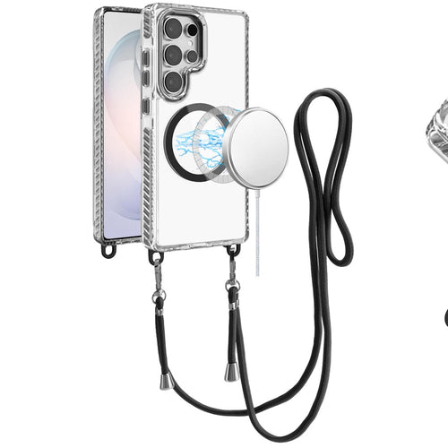Samsung S26 Ultra Transparent HQ Clear Line Design Edged Hybrid with Matching Lanyard - Black