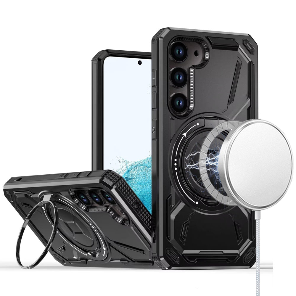 Samsung Galaxy S22 Plus Loop Hybrid with [Magnetic Ring Circle] 360 degrees Rotational Kickstand Case Cover - Black