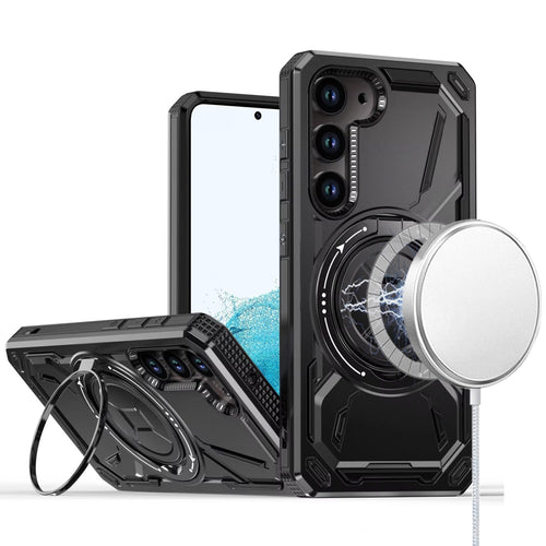 Samsung Galaxy S22 Plus Loop Hybrid with [Magnetic Ring Circle] 360 degrees Rotational Kickstand Case Cover - Black