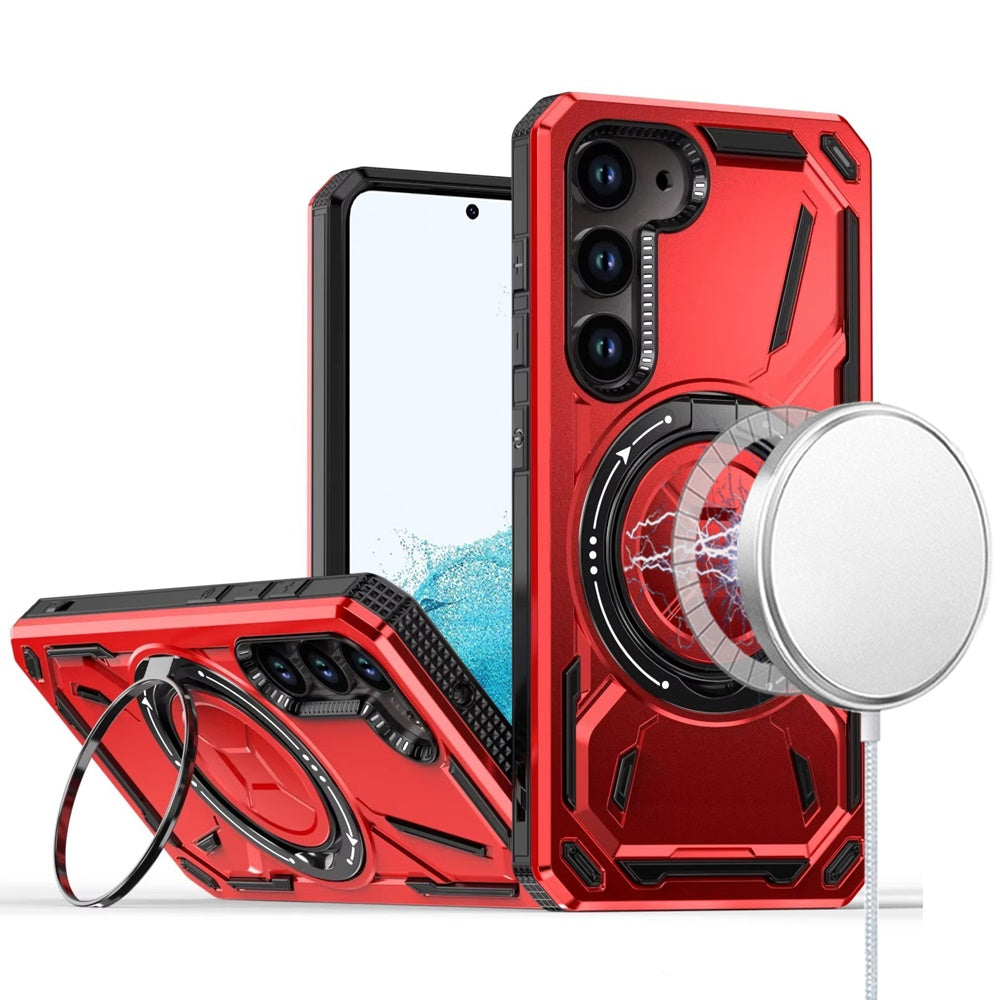 Samsung Galaxy S22 Plus Loop Hybrid with [Magnetic Ring Circle] 360 degrees Rotational Kickstand Case Cover - Red