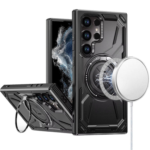 Samsung Galaxy S22 Ultra Loop Hybrid with  360 degrees Rotational Kickstand Case Cover - Black
