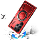 Samsung S25 Ultra Loop Hybrid with [Magnetic Ring Circle] 360 degrees Rotational Kickstand Case Cover - Red