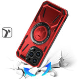 iPhone 13 Pro Max Loop Hybrid with [Magnetic Ring Circle] 360 degrees Rotational Kickstand Case Cover - Red