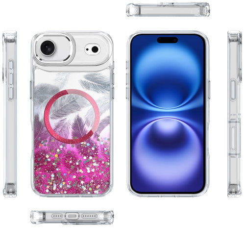 iPhone 17 Air Epoxy Glitter Shimmer [Magnetic Circle] Hybrid Case - Hot Pink