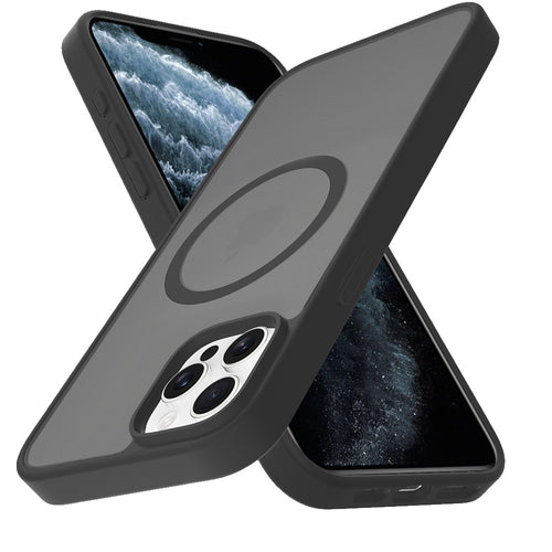 iPhone 11 Pro MAX (XI6.5) [Magnetic Circle] Smooth Safe Matte Feel Hybrid Case - Black
