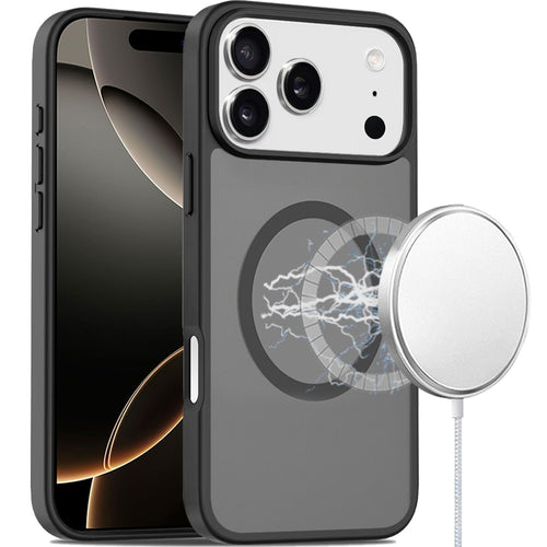 iPhone 17 Pro Max [Magnetic Circle] Smooth Safe Matte Feel Hybrid Case - Black