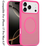 iPhone 17 Pro Max [Magnetic Circle] Smooth Safe Matte Feel Hybrid Case - Hot Pink