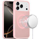 iPhone 17 Pro Max [Magnetic Circle] Smooth Safe Matte Feel Hybrid Case - Light Pink