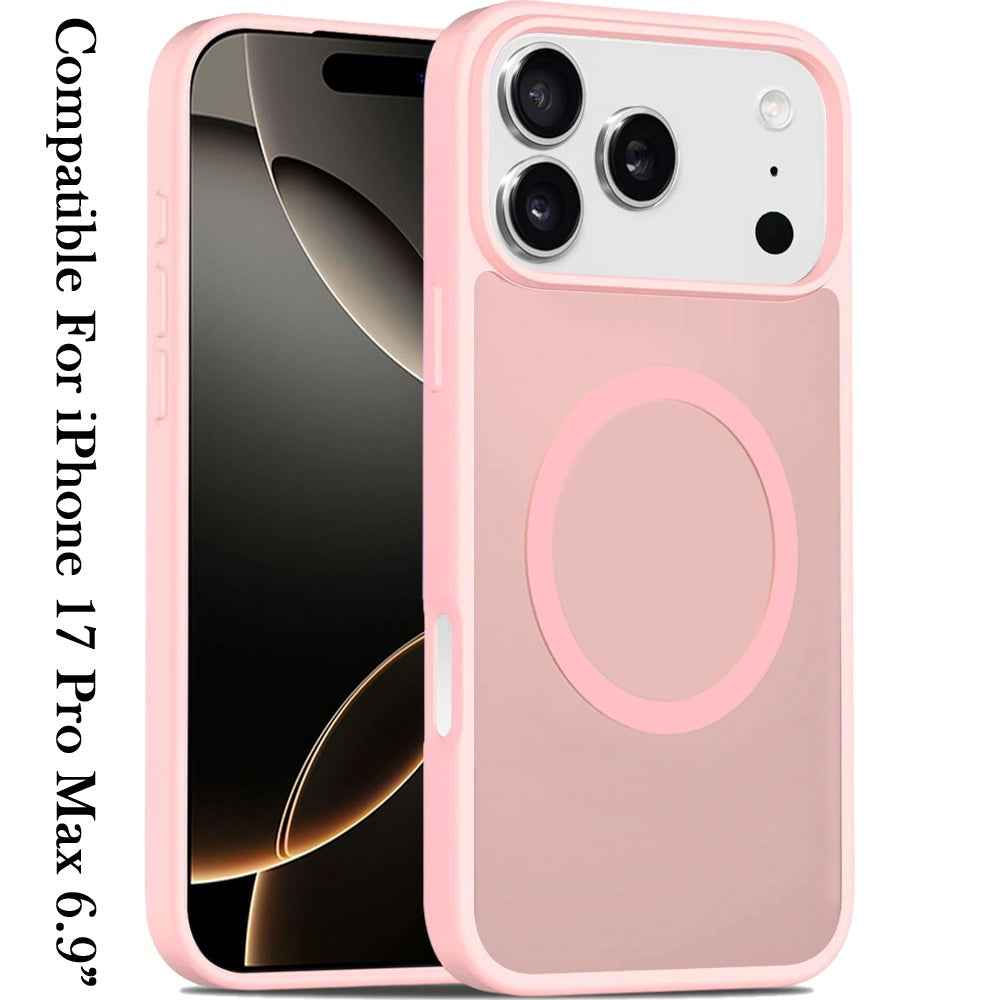 iPhone 17 Pro Max [Magnetic Circle] Smooth Safe Matte Feel Hybrid Case - Light Pink