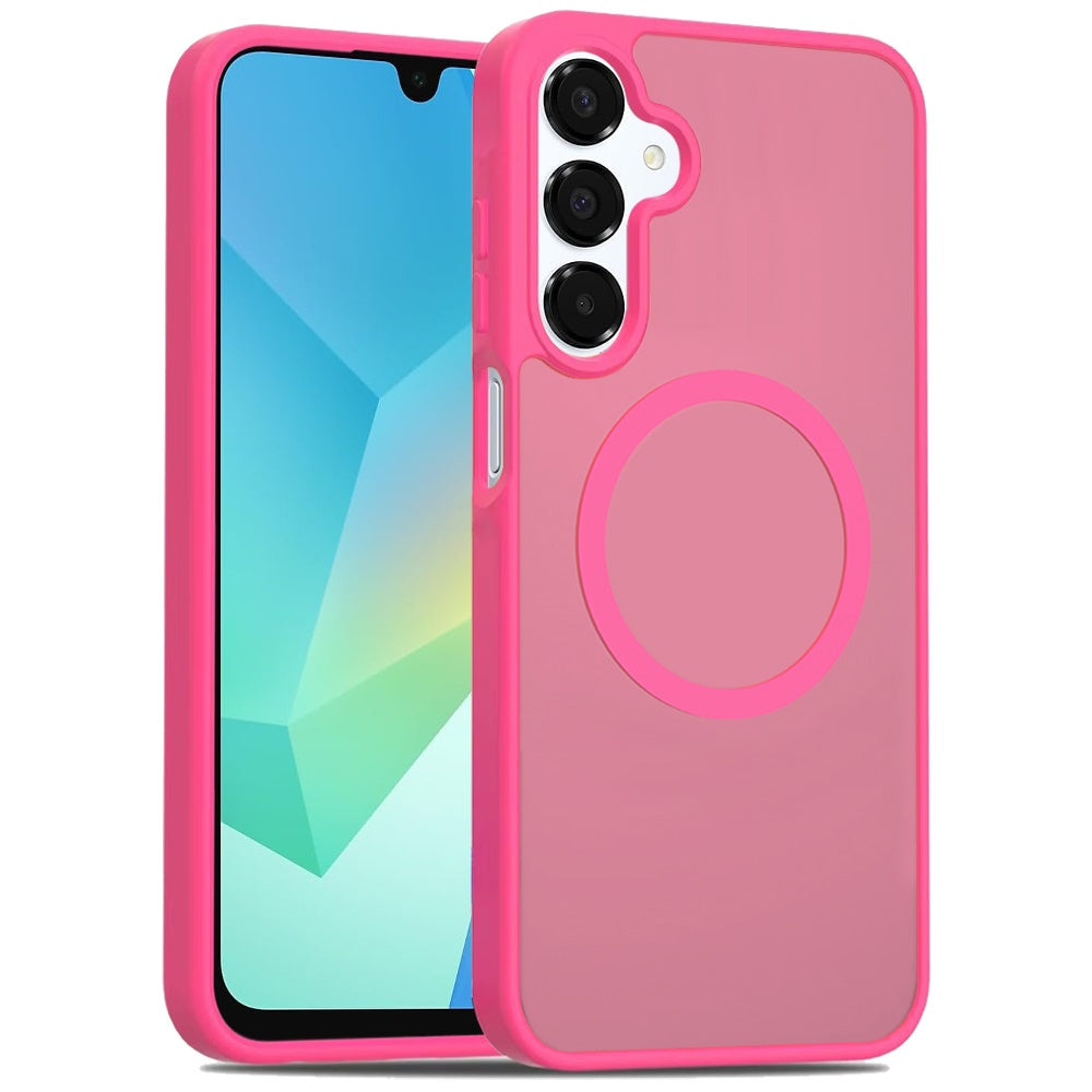 Samsung A16 5G [Magnetic Circle] Smooth Safe Matte Feel Hybrid Case - Hot Pink