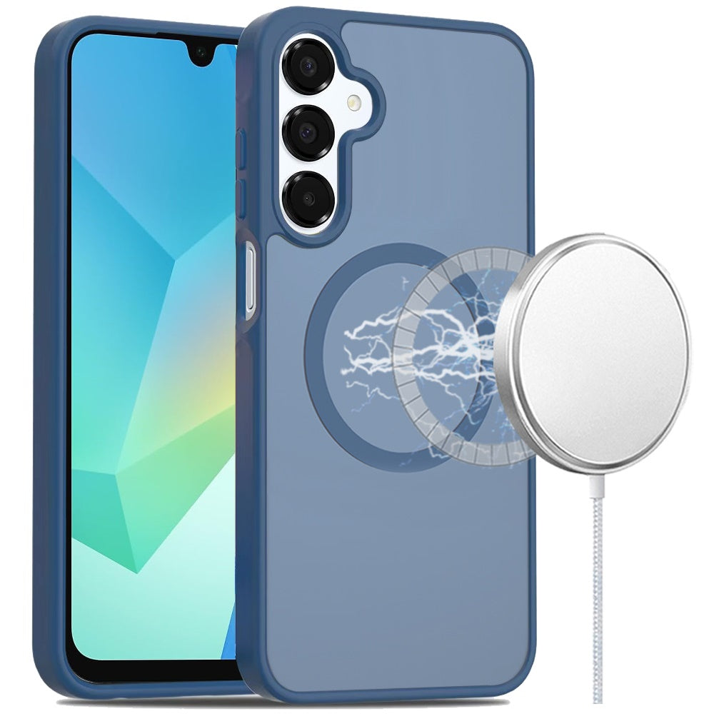 Samsung A16 5G [Magnetic Circle] Smooth Safe Matte Feel Hybrid Case - Navy Blue