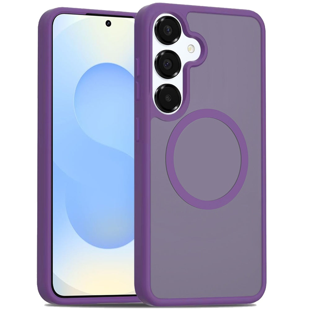 Samsung s25 Plus/s24 Plus [Magnetic Circle] Smooth Safe Matte Feel Hybrid Case - Dark Purple