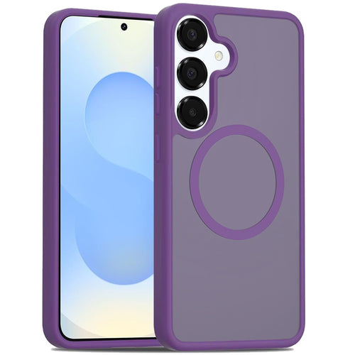 Samsung s25 Plus/s24 Plus [Magnetic Circle] Smooth Safe Matte Feel Hybrid Case - Dark Purple
