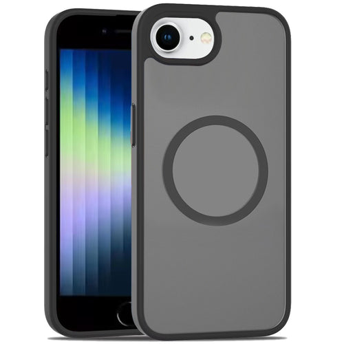 iPhone SE 3 (2022) SE/8/7 [Magnetic Circle] Smooth Safe Matte Feel Hybrid Case - Black