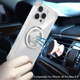 iPhone 16 Pro Max 6.9 inch Shield Magnetic Ring Transparent HQ 360 Degree Rotational Shockproof Case Cover - Clear