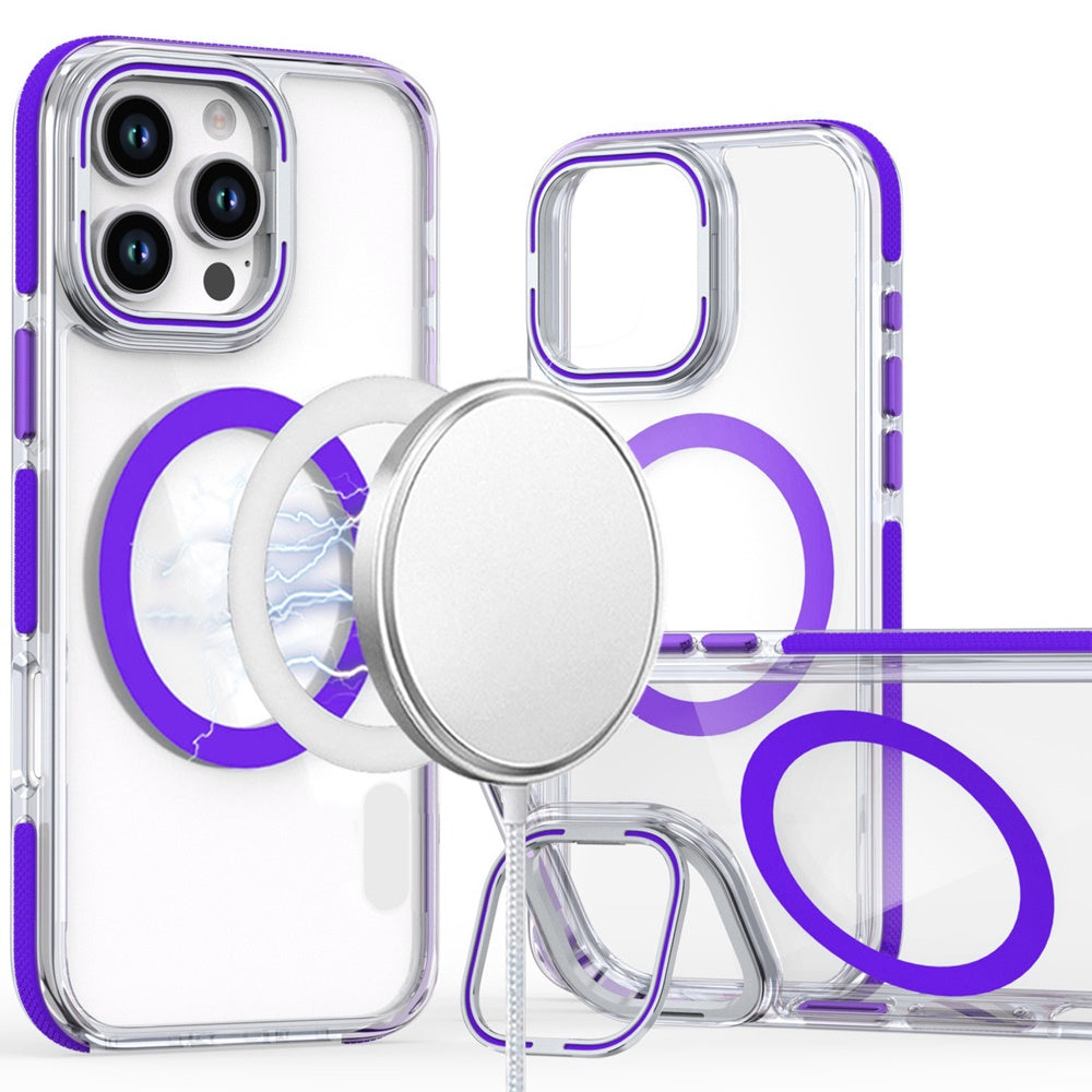 iPhone 16 Pro 6.3 inch MagSonic Camera Bracket Stand Magnetic Ring Circle Hybrid - Purple