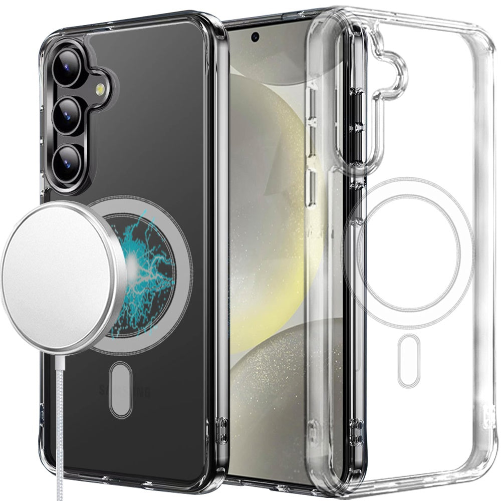 Samsung S25 Plus/S24 Plus Thick Transparent [Magnetic Circle] Shockproof Hybrid - Clear